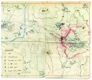Plan de feux des compagnies du BF/ONU  Chipyong-Ni, 13-16 fvrier 1951 (SHD, 7U 292)
