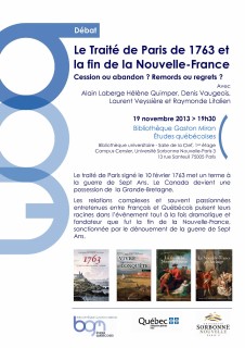 Dbat Le Trait de Paris de 1763 et la fin de la Nouvelle-France