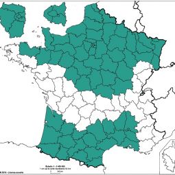 Carte des dpartements couverts par les 15 revues - IGN 2016