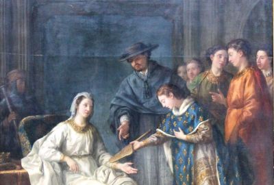 Saint-Louis remet à la reine, sa mère, la régence. Par Joseph Marie VIEN