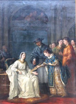 Saint-Louis remet à la reine, sa mère, la régence. Par Joseph Marie VIEN